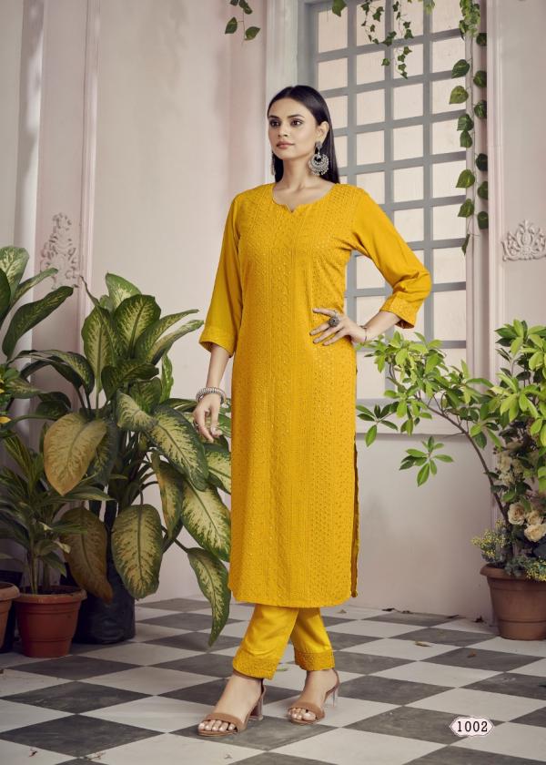 Banwery Schiffli Coloursful Kurti With Pant Catalog